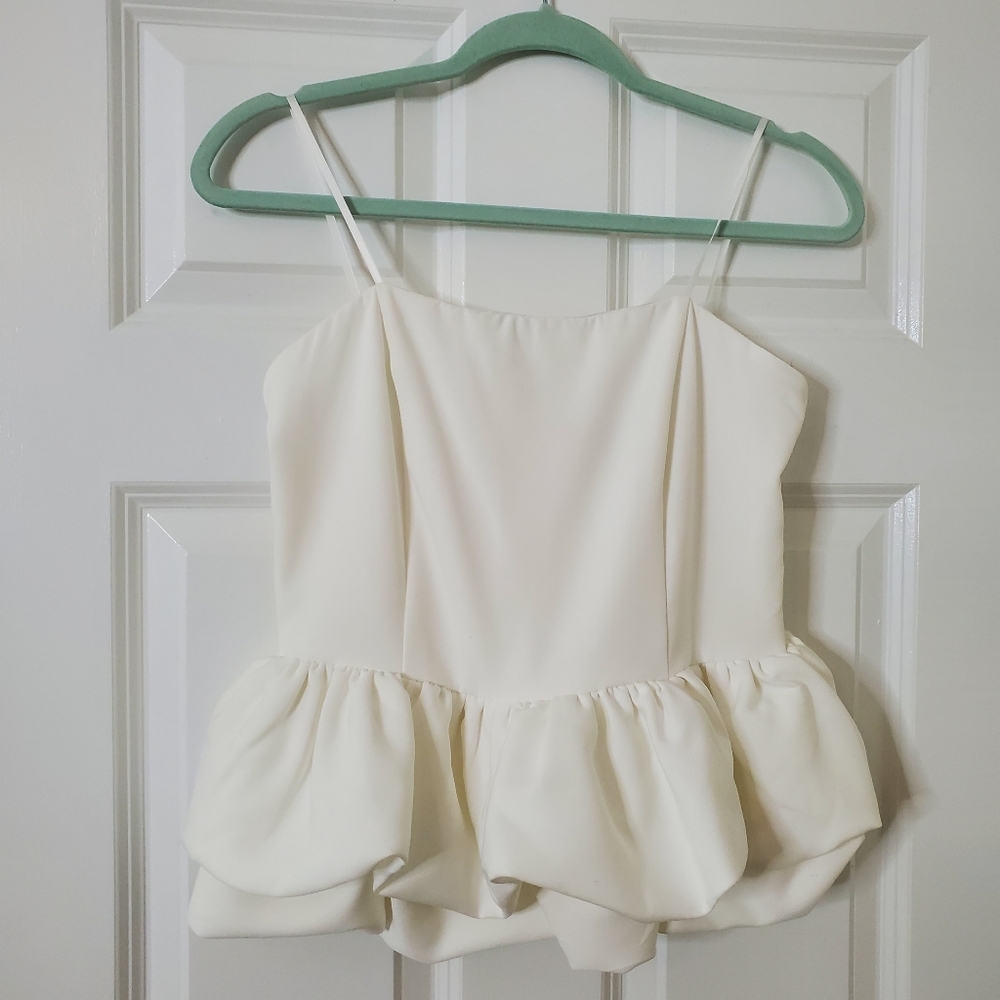 NWOT DO+BE Puffy Ruffles Strapless Top Size L Bubble Hem - Picture 3 of 16